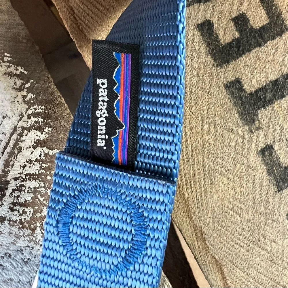 Patagonia Blue Webbing Hiking Belt with Multicolor Logo